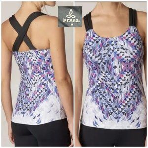 Prana Yoga Athletic Phoebe Top with Built In Bra and Cross Back Straps Medium